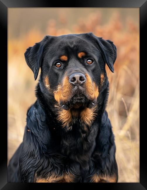 Rottweiler Portrait Framed Print by K9 Art