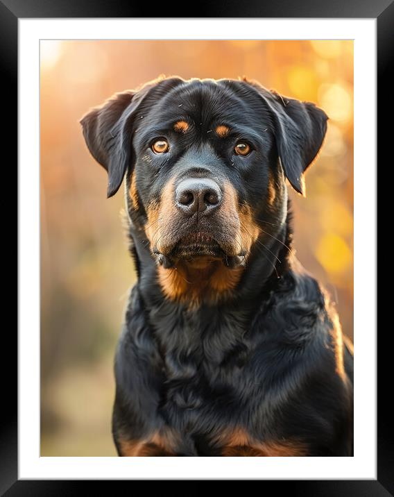 Rottweiler Portrait Framed Mounted Print by K9 Art