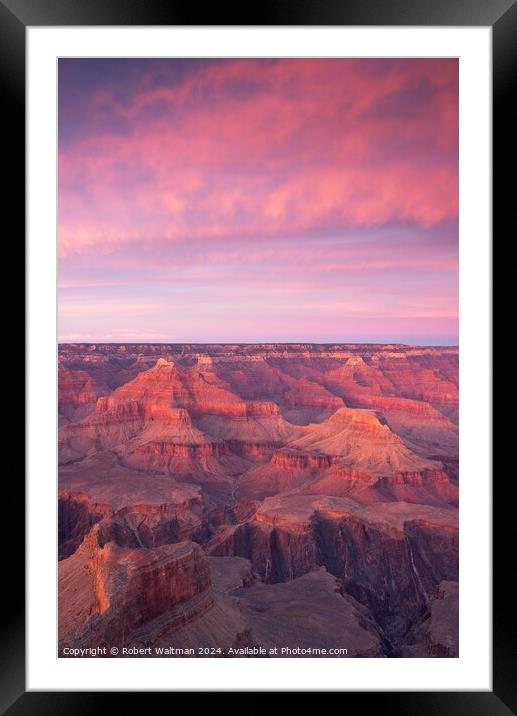 Grand Canyon National Park at Sunrise in Winter with a View from the South Rim. Framed Mounted Print by Robert Waltman