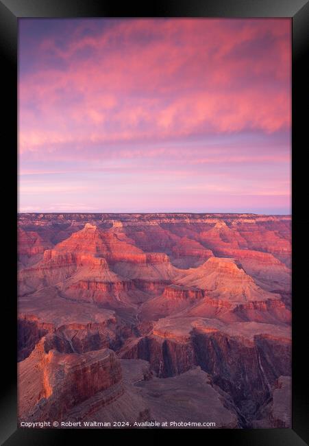 Grand Canyon National Park at Sunrise in Winter with a View from the South Rim. Framed Print by Robert Waltman