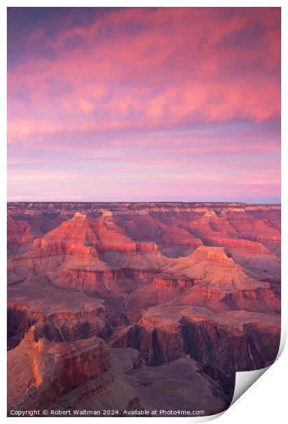 Grand Canyon National Park at Sunrise in Winter with a View from the South Rim. Print by Robert Waltman