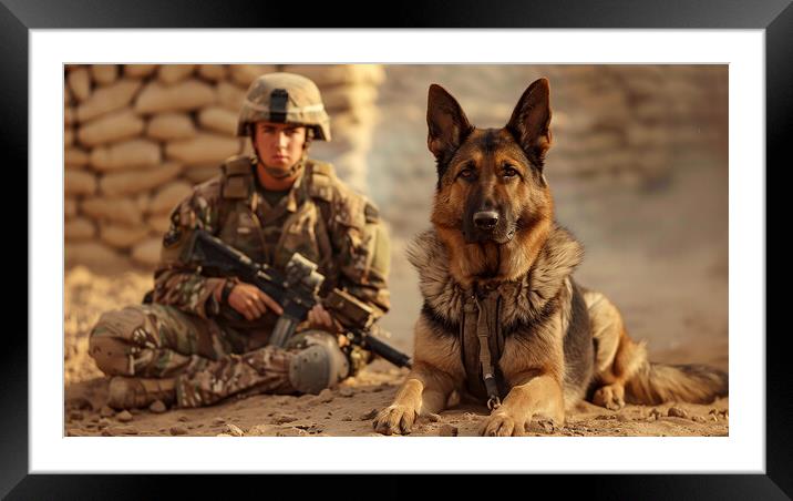 German Shepherd A Military Dog Framed Mounted Print by Airborne Images