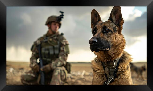 German Shepherd A Military Dog Framed Print by Airborne Images