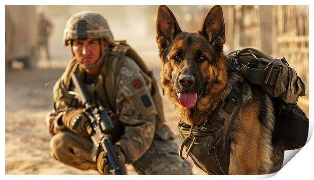 German Shepherd A Military Dog Print by Airborne Images