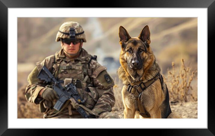 German Shepherd A Military Dog Framed Mounted Print by Airborne Images