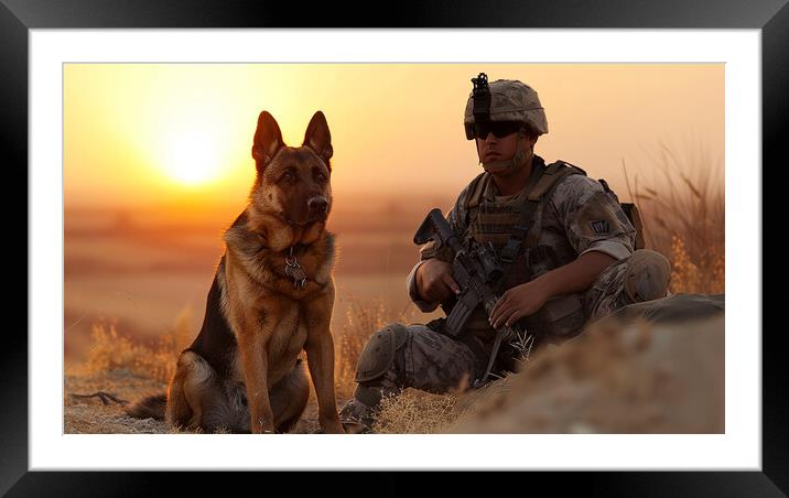 German Shepherd A Military Dog Framed Mounted Print by Airborne Images