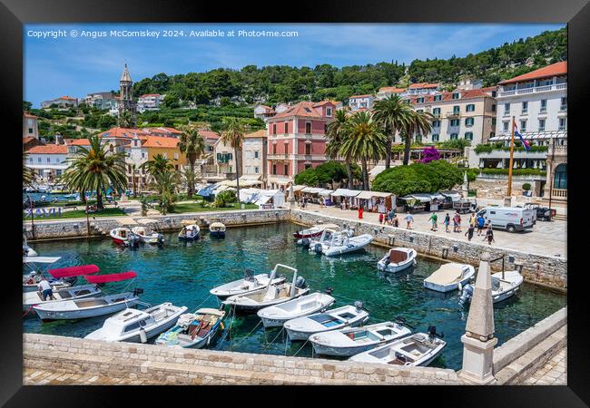 Waterfront of Hvar town, Croatia Framed Print by Angus McComiskey