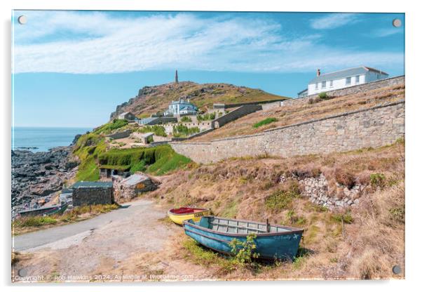 Cape Cornwall row boats  Acrylic by Rob Hawkins