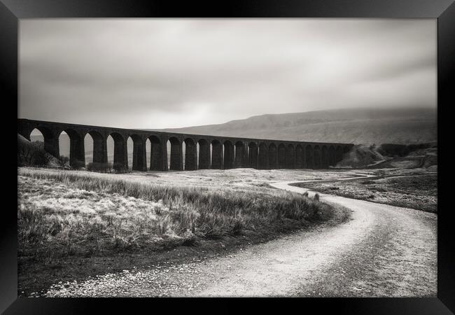 Ribblehead Viaduct Monochrome Framed Print by Tim Hill