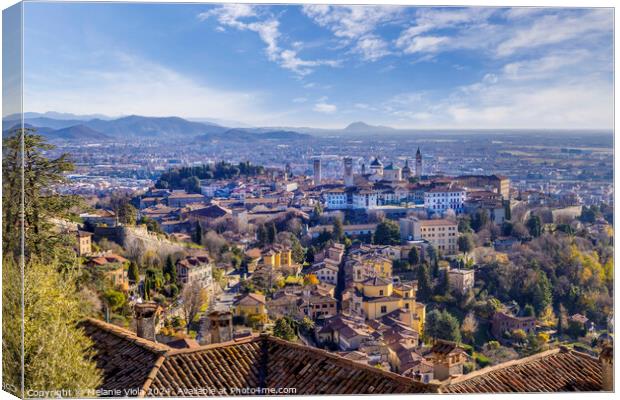 Overlooking Bergamo from San Vigilio Canvas Print by Melanie Viola