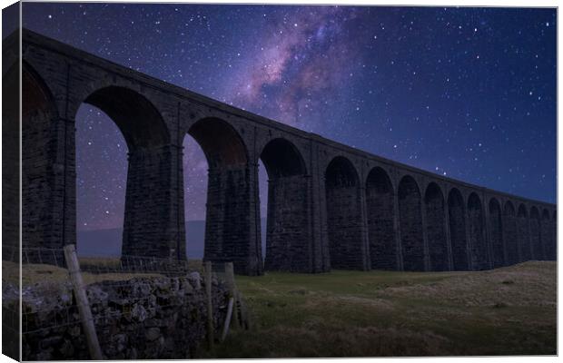 Milky Way over Ribblehead Viaduct Canvas Print by Tim Hill