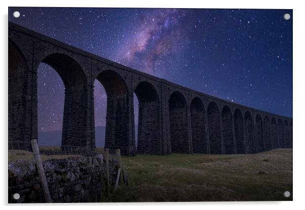 Milky Way over Ribblehead Viaduct Acrylic by Tim Hill