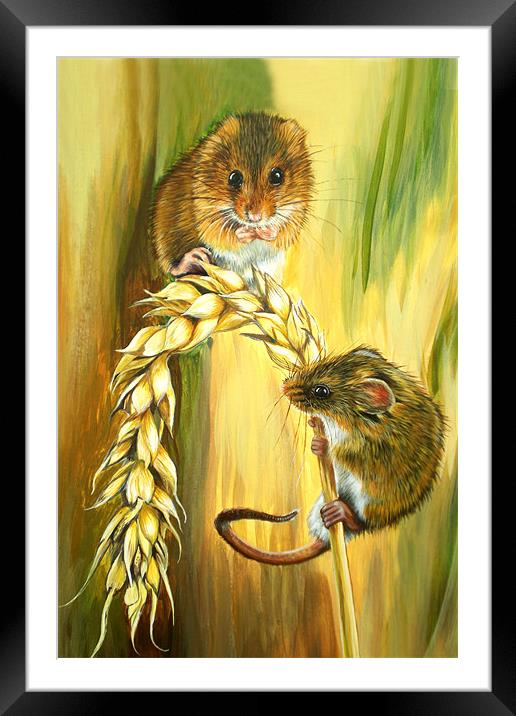 Harvest Mice Framed Mounted Print by Katherine Booth - Jones