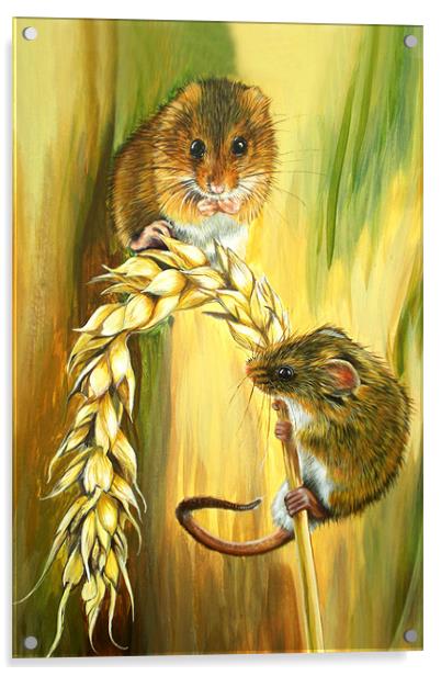 Harvest Mice Acrylic by Katherine Booth - Jones