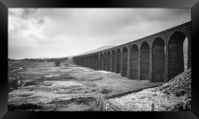 Ribblehead Viaduct Monochrome Framed Print by Tim Hill