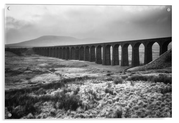 Ribblehead Viaduct Monochrome Acrylic by Tim Hill