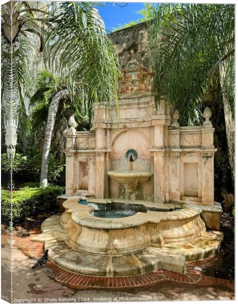 Water Fountain Old San Juan Canvas Print by Sheila Ramsey
