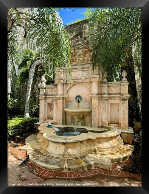 Water Fountain Old San Juan Framed Print by Sheila Ramsey