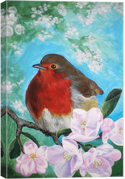 Spring Robin Canvas Print by Katherine Booth - Jones