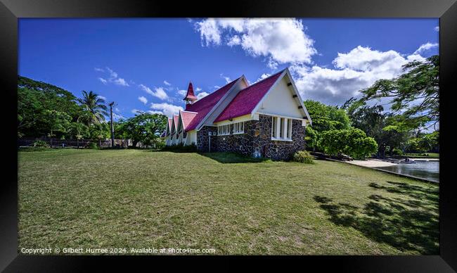 The Red Roof Church in Cap Malheureux Mauritius Framed Print by Gilbert Hurree