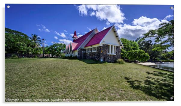 The Red Roof Church in Cap Malheureux Mauritius Acrylic by Gilbert Hurree