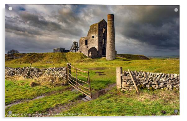 Magpie Mine under storm clouds Acrylic by Chris Drabble
