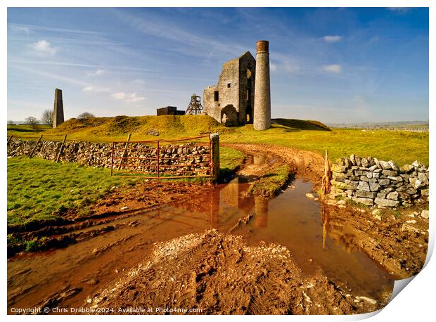 Reflections of the Magpie Mine after the rain Print by Chris Drabble