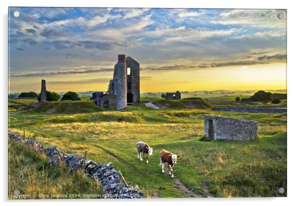 The Magpie Mine at sunset Acrylic by Chris Drabble