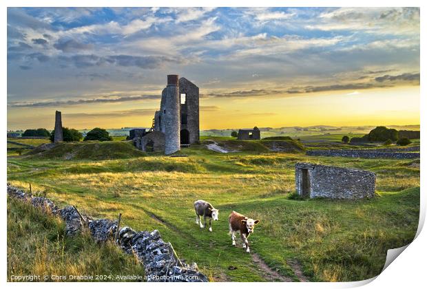The Magpie Mine at sunset Print by Chris Drabble