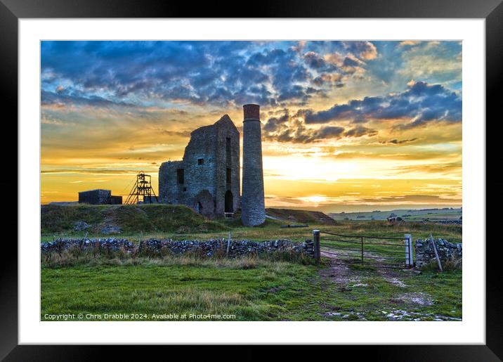 The Magpie Mine in Silhouette Framed Mounted Print by Chris Drabble