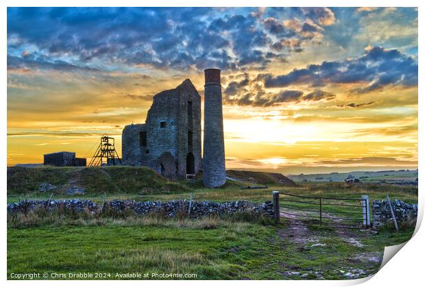 The Magpie Mine in Silhouette Print by Chris Drabble