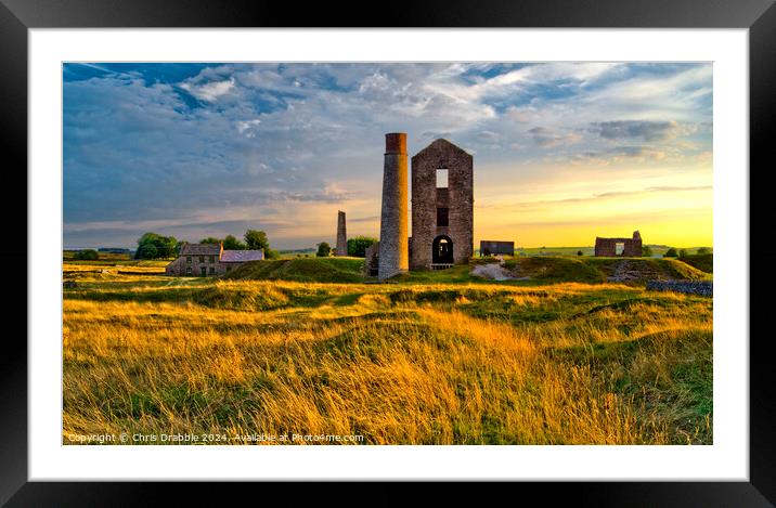 The Magpie Mine under a sunset sky Framed Mounted Print by Chris Drabble