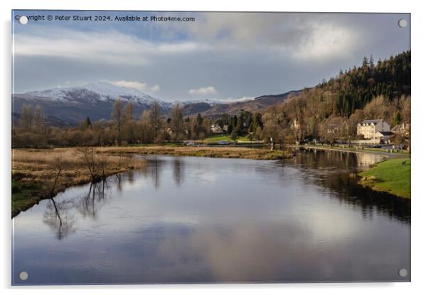 Ben Ledi from the river Teith at Callander Acrylic by Peter Stuart