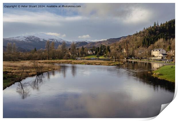 Ben Ledi from the river Teith at Callander Print by Peter Stuart
