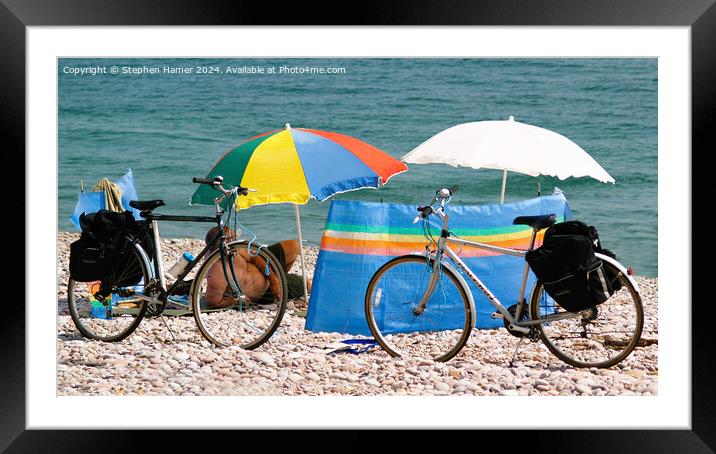 Bikes and Beach Framed Mounted Print by Stephen Hamer
