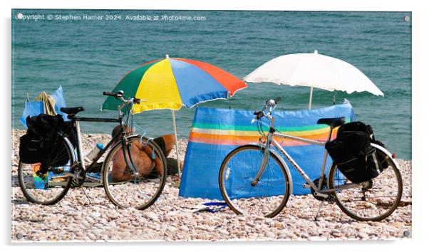 Bikes and Beach Acrylic by Stephen Hamer
