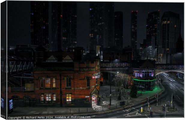 Manchester City Nights Canvas Print by Richard Perks