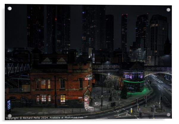 Manchester City Nights Acrylic by Richard Perks