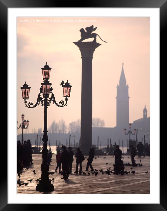 Venice and St. Mark's column at Dawn Framed Mounted Print by Navin Mistry