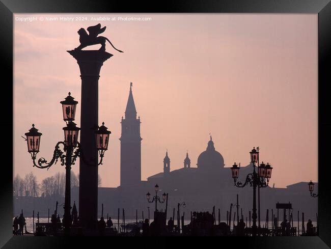 Venice and St. Mark's column at Dawn Framed Print by Navin Mistry