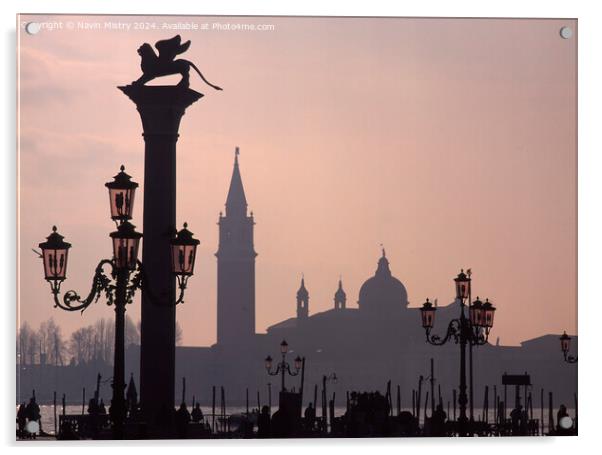 Venice and St. Mark's column at Dawn Acrylic by Navin Mistry