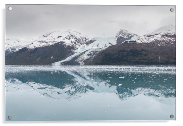 A small Tidal Glacier reflected in the calm waters of College Fjord, Prince William Sound, Alaska, USA Acrylic by Dave Collins