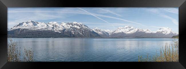 Panorama of the mountains at the end of Port Valdez inlet, Alaska Framed Print by Dave Collins