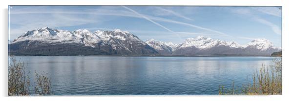Panorama of the mountains at the end of Port Valdez inlet, Alaska Acrylic by Dave Collins