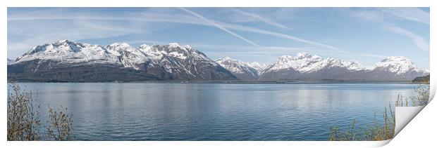Panorama of the mountains at the end of Port Valdez inlet, Alaska Print by Dave Collins