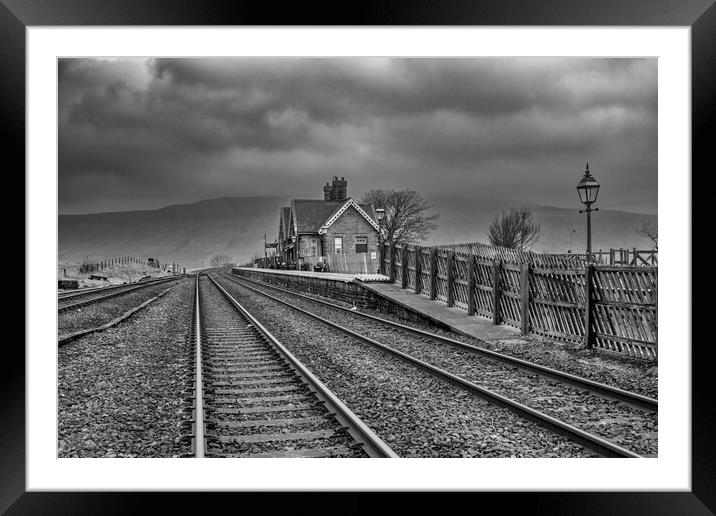 Ribblehead Station Black and White Framed Mounted Print by Steve Smith
