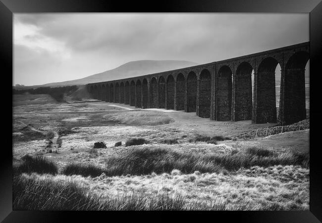 Ribblehead Viaduct Black and White Framed Print by Tim Hill