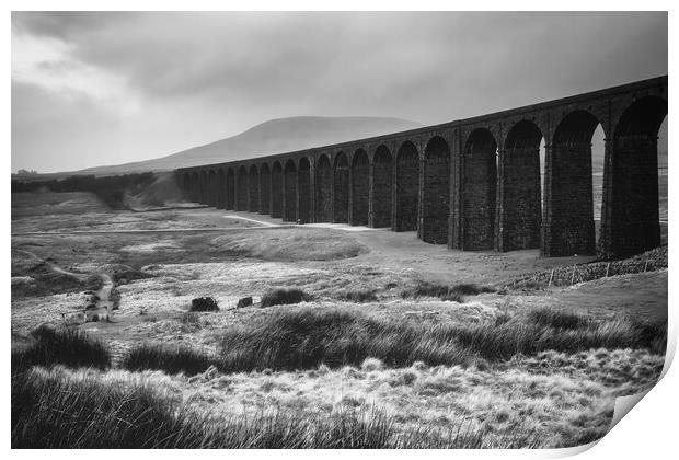 Ribblehead Viaduct Black and White Print by Tim Hill