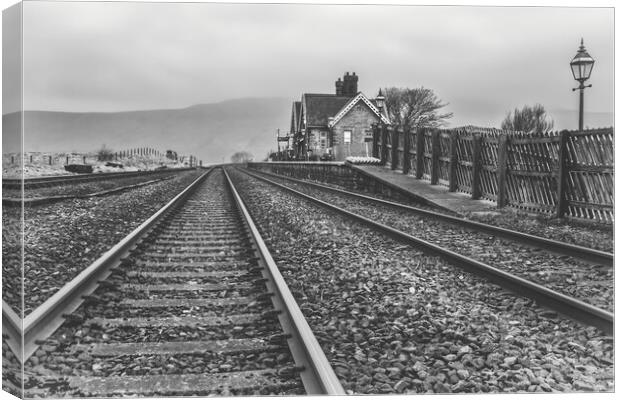 Ribblehead Station Monochrome Canvas Print by Tim Hill