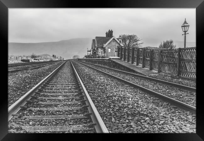 Ribblehead Station Monochrome Framed Print by Tim Hill